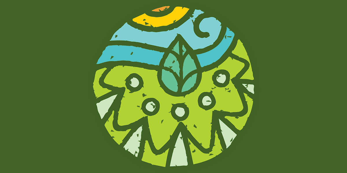 NUCA illustration depicting neighbours holding hands in natural environment